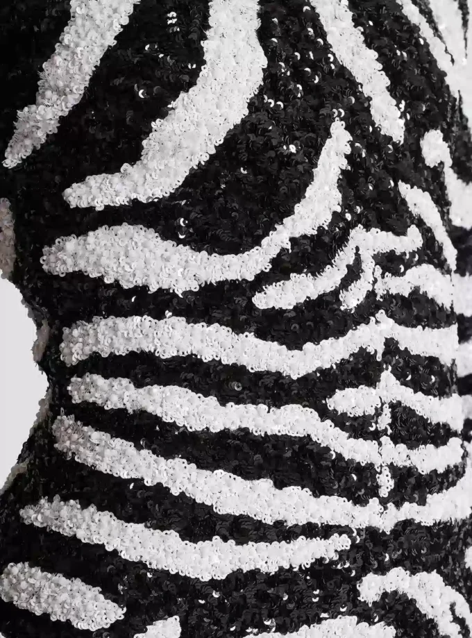 Short two-tone zebra sequin dress Short two-tone zebra sequin dress