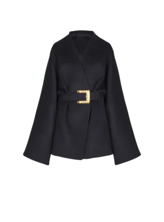 Short wool wrap coat