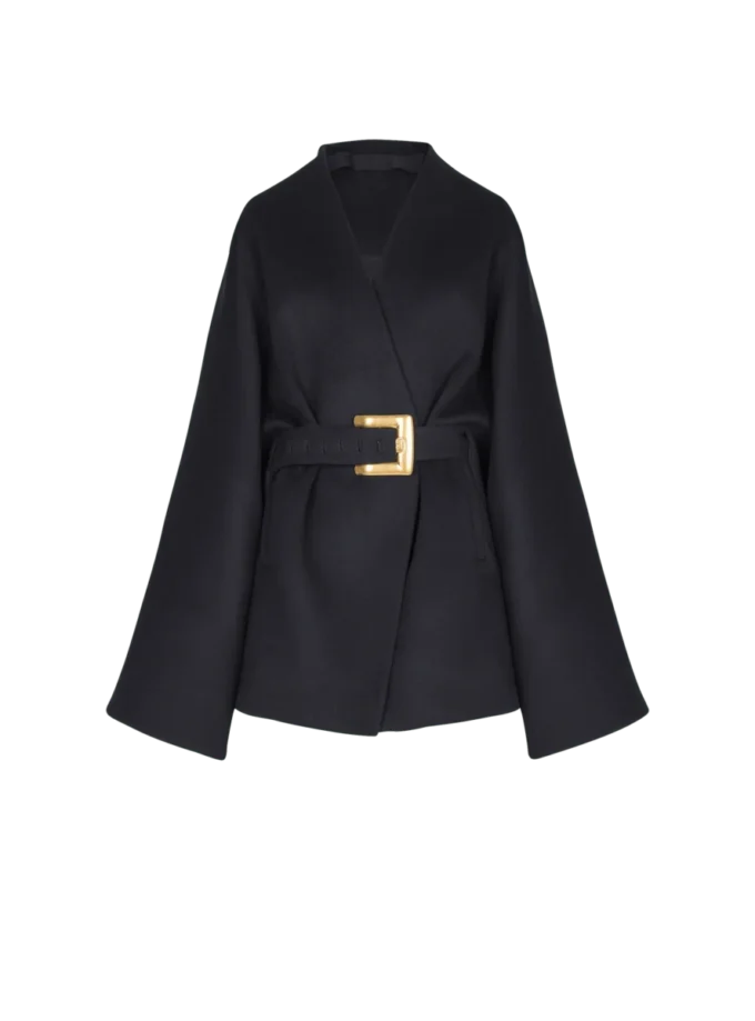 Short wool wrap coat