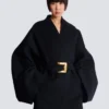 Short wool wrap coat