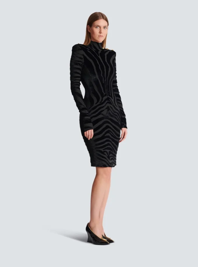 Short zebra-print velvet dress Short zebra-print velvet dress