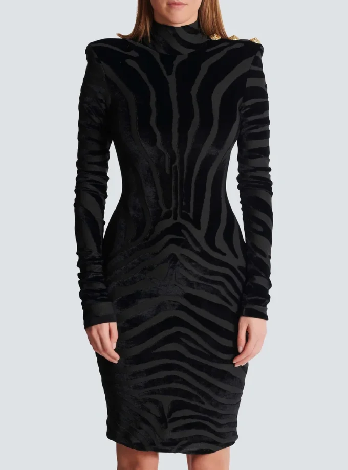 Short zebra-print velvet dress Short zebra-print velvet dress