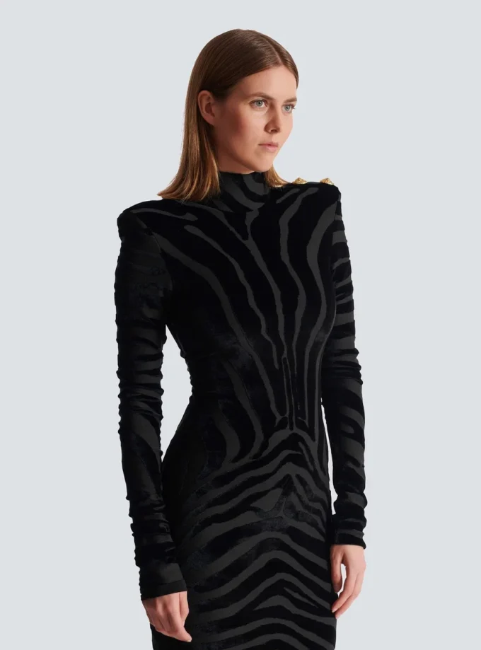 Short zebra-print velvet dress Short zebra-print velvet dress