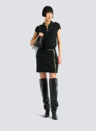 Short zipped tweed skirt