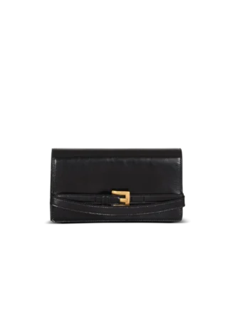 Shuffle calfskin wallet with chain
