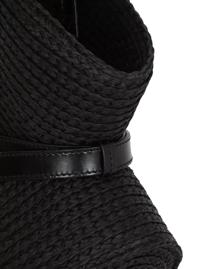 Shuffle Medium bag in calfskin leather and raffia Shuffle Medium bag in calfskin leather and raffia