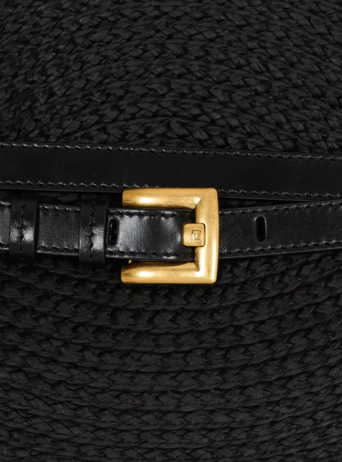 Shuffle Medium bag in calfskin leather and raffia Shuffle Medium bag in calfskin leather and raffia