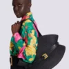 Shuffle Medium bag in calfskin leather and raffia Shuffle Medium bag in calfskin leather and raffia