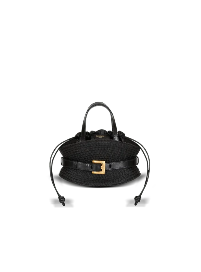 Shuffle Mini bag in calfskin and raffia Shuffle Mini bag in calfskin and raffia