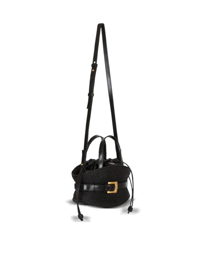 Shuffle Mini bag in calfskin and raffia Shuffle Mini bag in calfskin and raffia