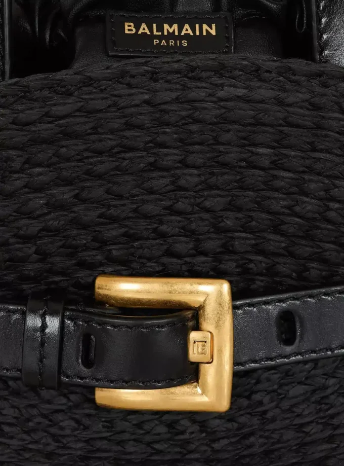 Shuffle Mini bag in calfskin and raffia Shuffle Mini bag in calfskin and raffia