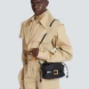 Shuffle Mini bag in calfskin and raffia Shuffle Mini bag in calfskin and raffia