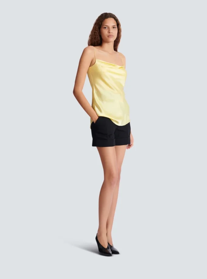 Silk satin top with thin straps