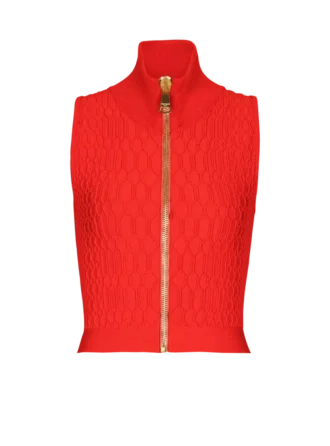 Sleeveless crocodile-knit top