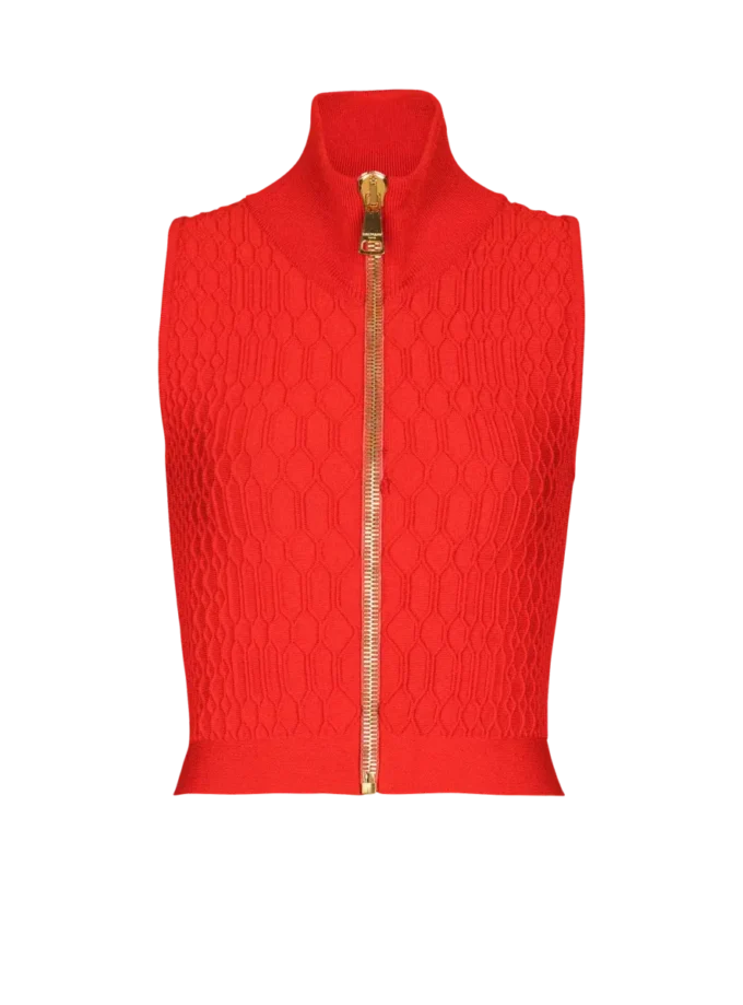 Sleeveless crocodile-knit top Sleeveless crocodile-knit top