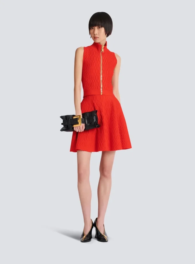 Sleeveless crocodile-knit top Sleeveless crocodile-knit top