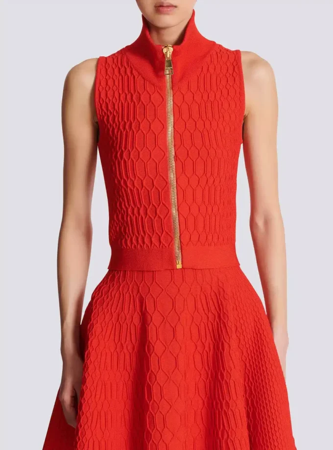 Sleeveless crocodile-knit top Sleeveless crocodile-knit top