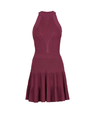 Sleeveless flared dress in openwork knit