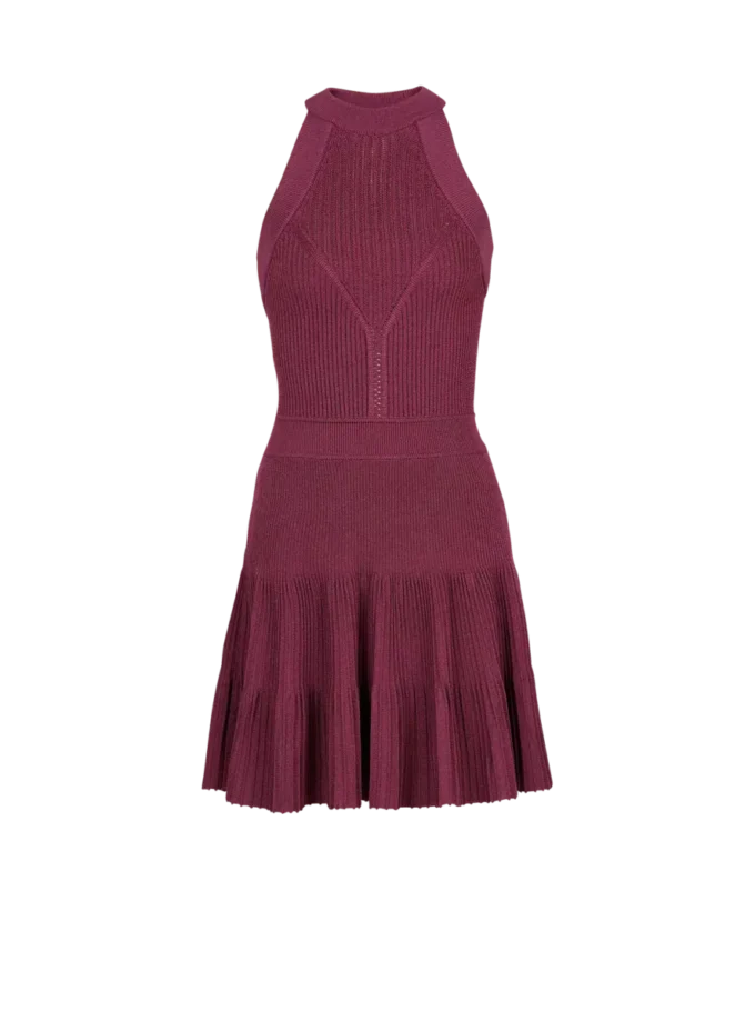 Sleeveless flared dress in openwork knit Sleeveless flared dress in openwork knit