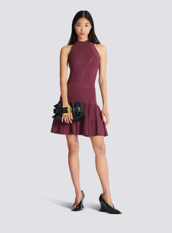 Sleeveless flared dress in openwork knit Sleeveless flared dress in openwork knit