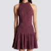 Sleeveless flared dress in openwork knit Sleeveless flared dress in openwork knit