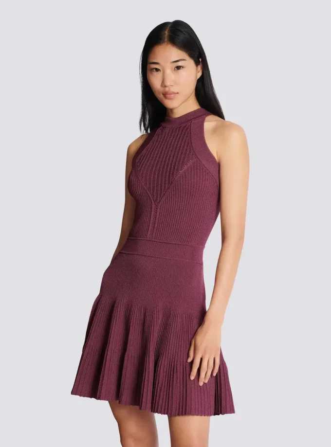 Sleeveless flared dress in openwork knit Sleeveless flared dress in openwork knit