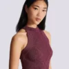 Sleeveless flared dress in openwork knit Sleeveless flared dress in openwork knit