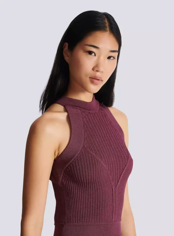 Sleeveless flared dress in openwork knit Sleeveless flared dress in openwork knit