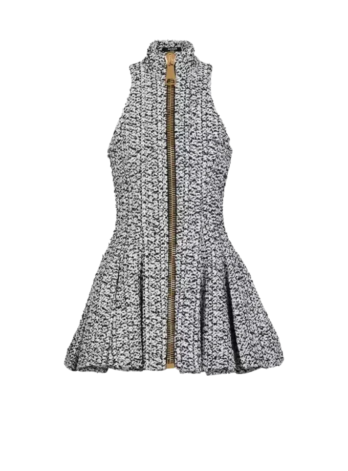 Sleeveless flared tweed dress Sleeveless flared tweed dress
