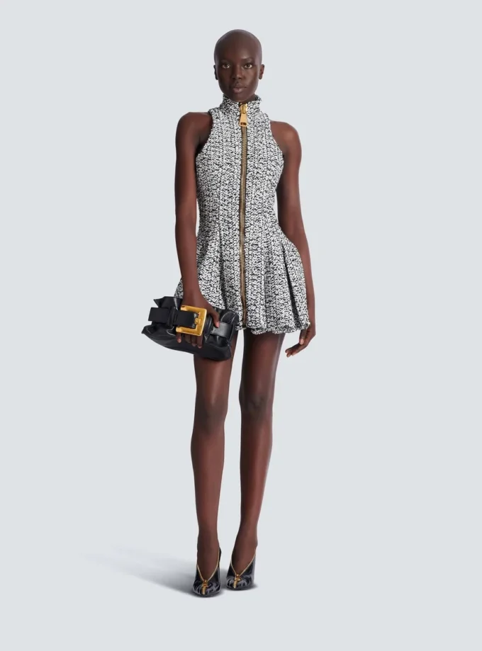 Sleeveless flared tweed dress Sleeveless flared tweed dress