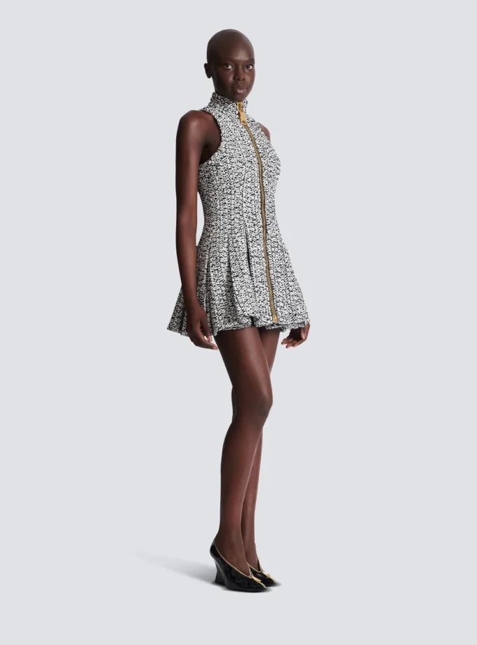 Sleeveless flared tweed dress Sleeveless flared tweed dress