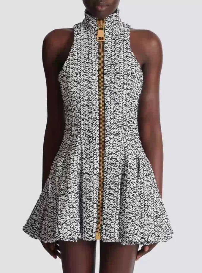 Sleeveless flared tweed dress Sleeveless flared tweed dress
