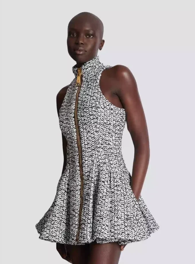 Sleeveless flared tweed dress Sleeveless flared tweed dress