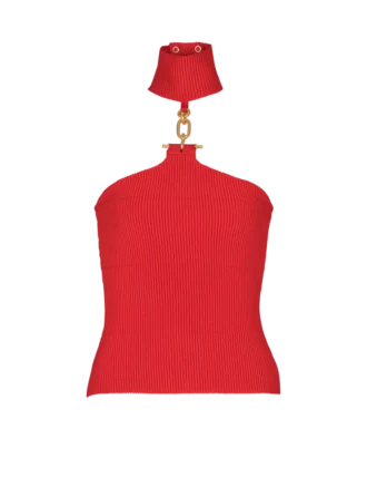 Sleeveless knit top with embellished detail Sleeveless knit top with embellished detail