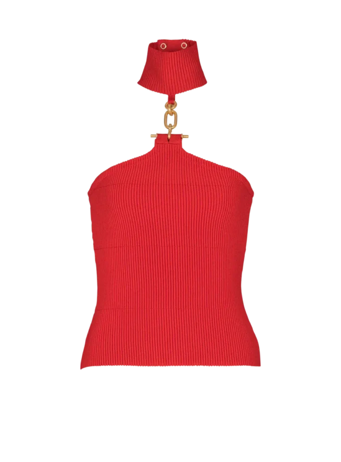 Sleeveless knit top with embellished detail Sleeveless knit top with embellished detail