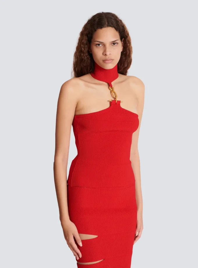 Sleeveless knit top with embellished detail Sleeveless knit top with embellished detail