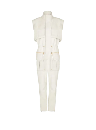 Sleeveless lambskin jumpsuit