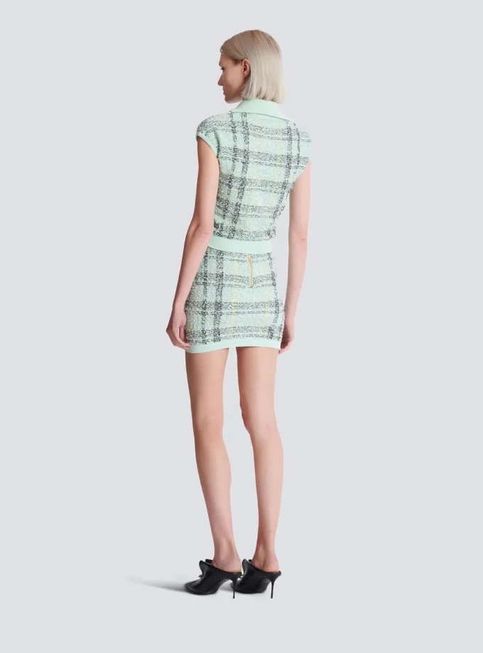 Sleeveless plaid tweed top Sleeveless plaid tweed top