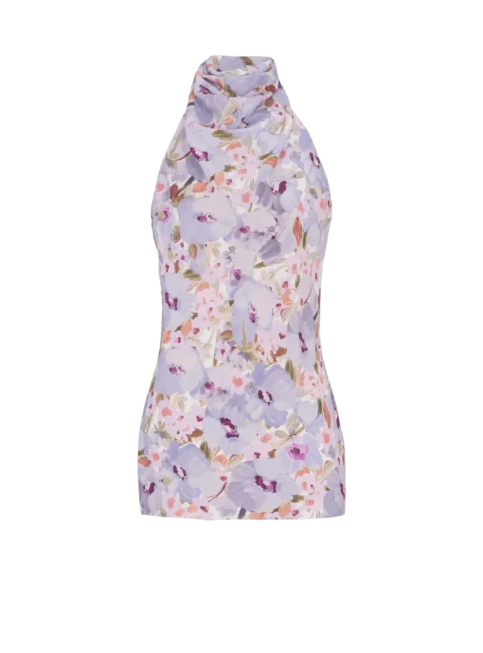 Sleeveless top with Poppy Flower print