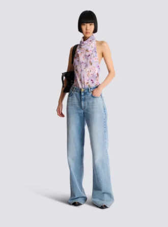 Sleeveless top with Poppy Flower print Sleeveless top with Poppy Flower print
