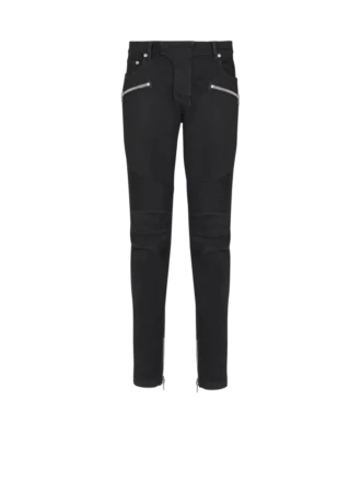 Slim-fit biker jeans in black denim