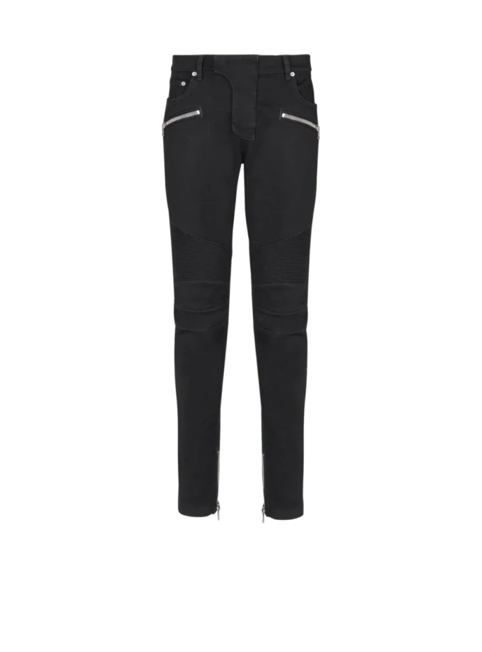 Slim-fit biker jeans in black denim