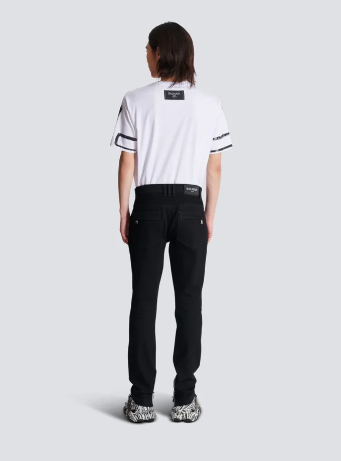 Slim-fit biker jeans in black denim