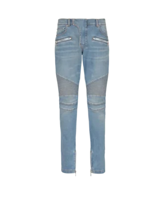Slim-fit biker trousers in denim