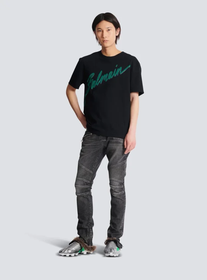 Slim-fit biker trousers in denim