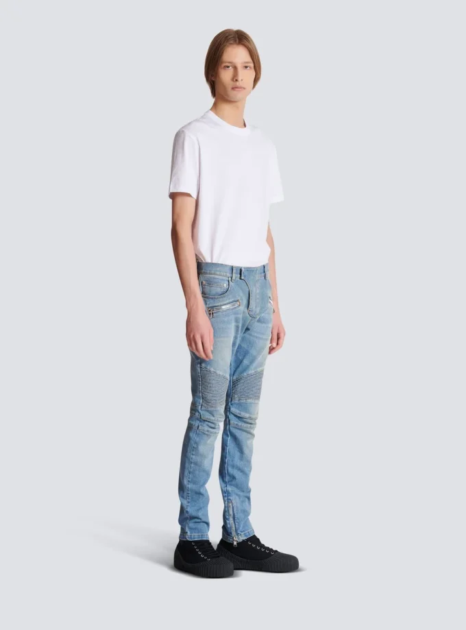 Slim-fit biker trousers in denim Slim-fit biker trousers in denim