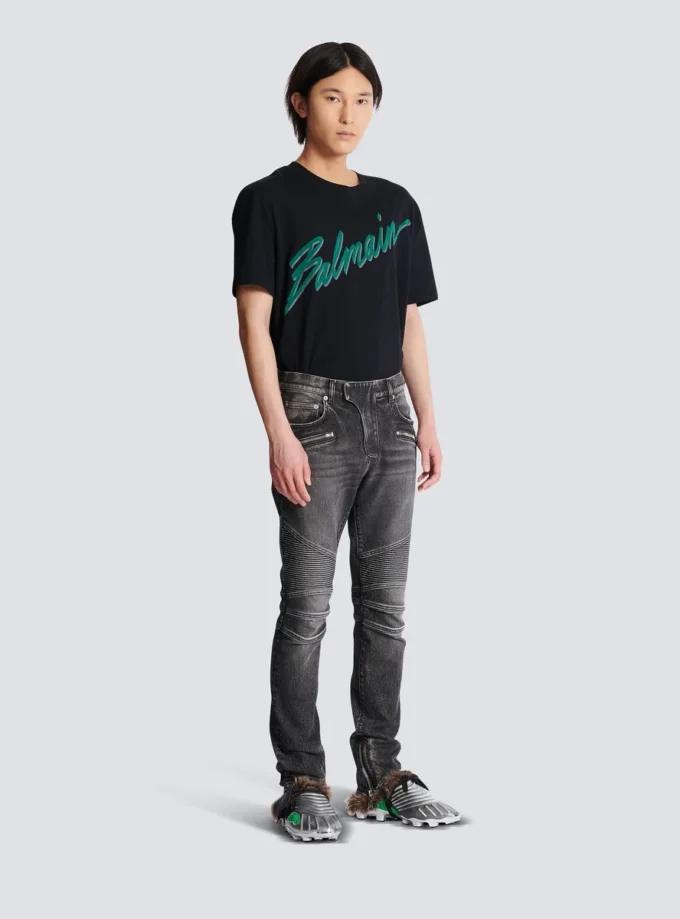 Slim-fit biker trousers in denim