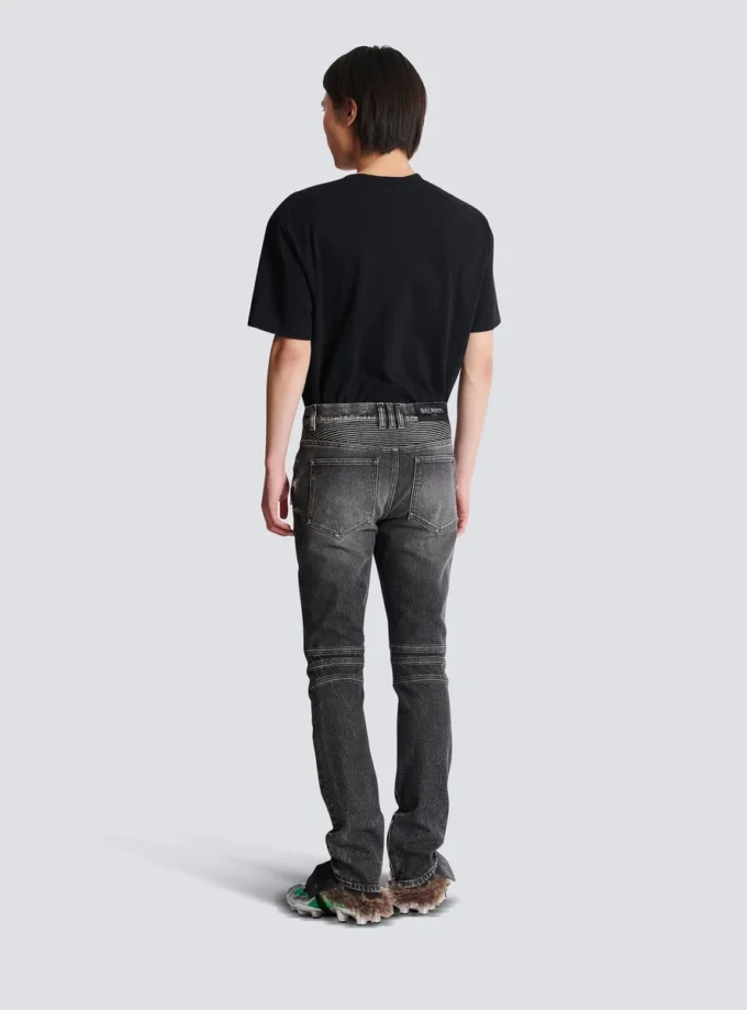 Slim-fit biker trousers in denim