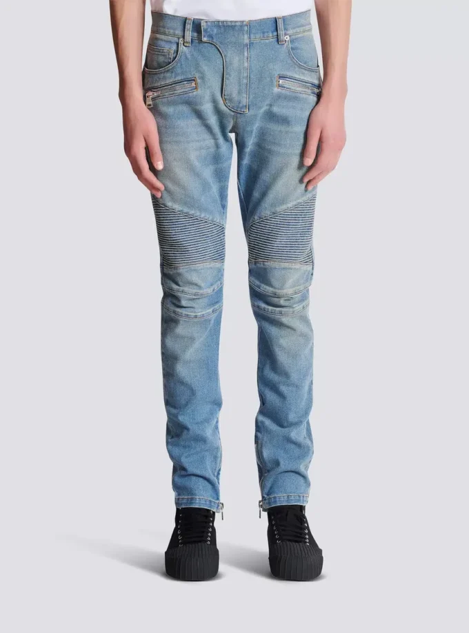 Slim-fit biker trousers in denim Slim-fit biker trousers in denim