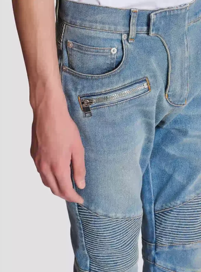 Slim-fit biker trousers in denim Slim-fit biker trousers in denim